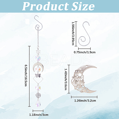 DIY Stainless Steel Glass Sun Moon Hanging Suncatcher Making Kits DIY-SC0031-25-1