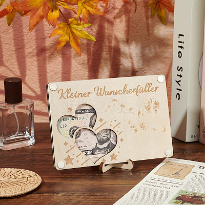 Laser Cut Wooden Money Holder Display Stands AJEW-FG0004-22A-1
