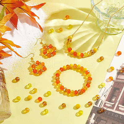 7 Strands 7 Style Electroplate Transparent & Opaque Solid Color Glass Beads Strands EGLA-HY0001-03A-1