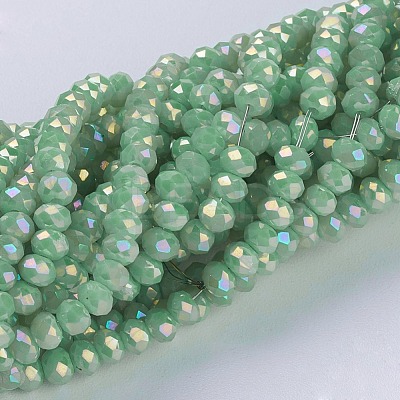 Electroplate Glass Beads Strands GLAA-F077-FR12-1