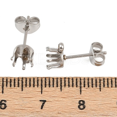 304 Stainless Steel Flat Round Stud Earring Findings STAS-D389-04D-P-1