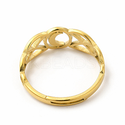 Ion Plating(IP) 304 Stainless Steel Crescent Moon Adjustable Ring for Women LS-RJEW-B027-03G-1