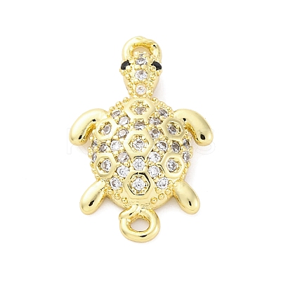Brass Micro Pave Clear Cubic Zirconia Connector Charms KK-D325-06G-03-1