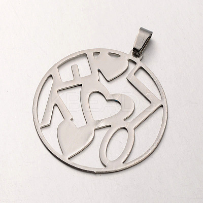Tarnish Resistant Mixed Filigree Flat Round304 Stainless Steel Textured Pendants STAS-N038-01-1