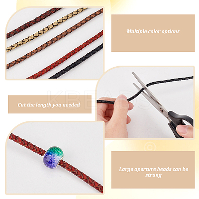 5M 5 Colors Round Braided Leather Cord OCOR-GA0001-71-1