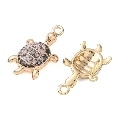 Brass with Enamel Pendants KK-CBA61F8-04G-03-1