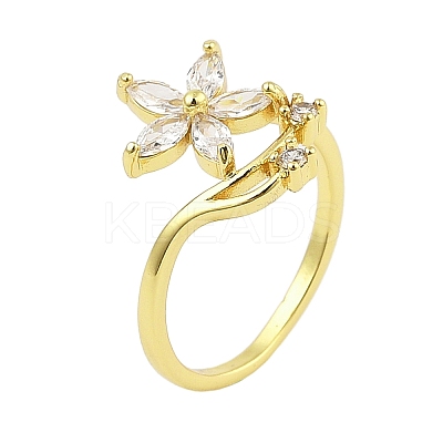 Rack Plating Brass Micro Pave Cubic Zirconia Finger Rings for Women RJEW-M027-01G-01-1