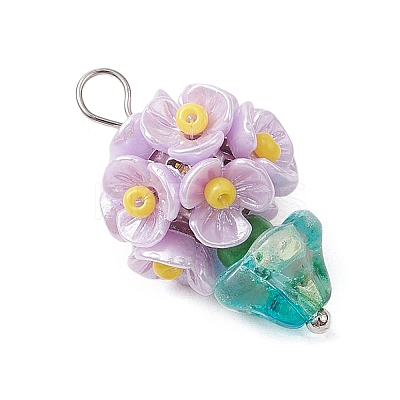 Glass Seed Beaded Flowerpot Pendants PALLOY-MZ00520-04-1