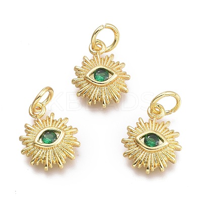 Brass Micro Pave Cubic Zirconia Pendants KK-P187-16H-G-1
