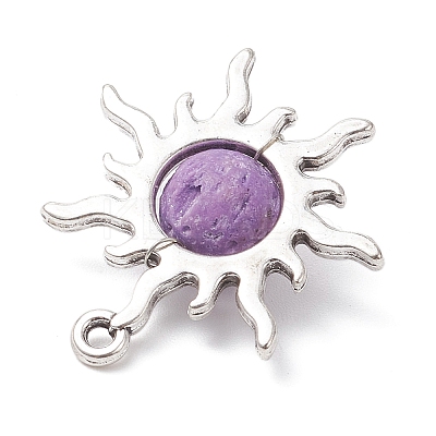 Dyed Natural Lava Rock Pendants PALLOY-JF04475-1