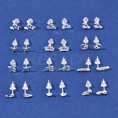 12Pairs 12 Styles Alloy Stud Earrings EJEW-FS0001-29-1