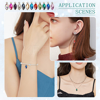 48Pcs 12 Colors Zinc Alloy Glass Pendants GLAA-TA0003-24-1
