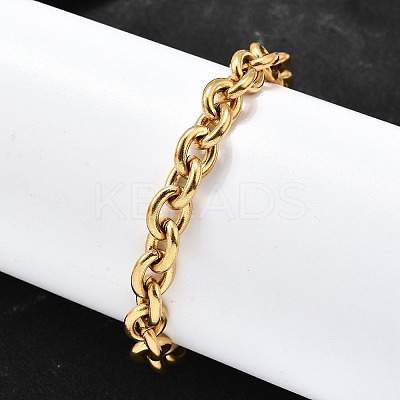 304 Stainless Steel Cable Chain Bracelets for Women BJEW-Q050-01A-G-1