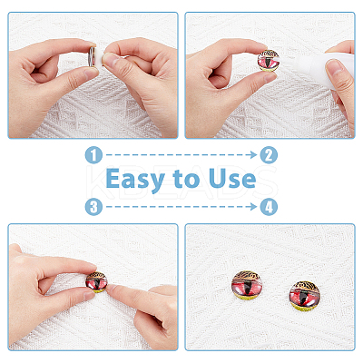 12 Sets 12 Style Luminous Self Adhesive Glass Eyes Cabochons GLAA-CA0001-58-1