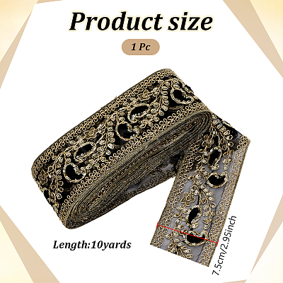 Flower Pattern Ethnic Style Embroidery Floral Polyester Ribbons OCOR-WH0070-322A-02-1