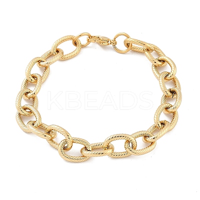304 Stainless Steel Cable Chain Bracelets for Women Men BJEW-F488-34G-1