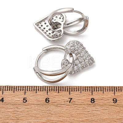 Brass Micro Pave Clear Cubic Zirconia Hoop Earrings EJEW-D322-08P-1