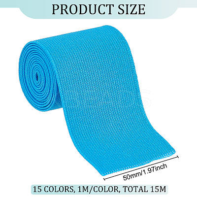 15M 15 Colors Polyester Flat Elastic Band OCOR-BC0005-97-1