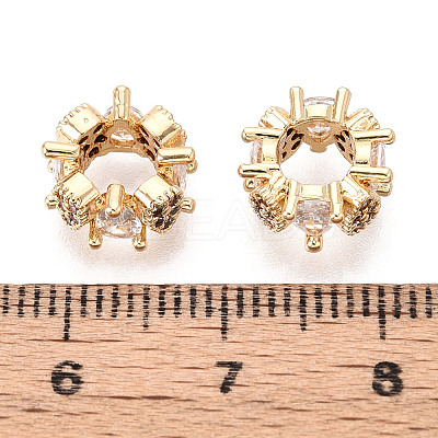 Brass Micro Pave Clear Cubic Zirconia European Beads KK-N275-07G-1