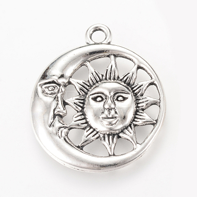 Tibetan Style Alloy Pendants X-TIBEP-Q064-22AS-RS-1