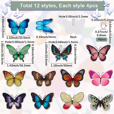 48Pcs 12 Styles Opaque Acrylic Pendants SACR-SC0001-45-1