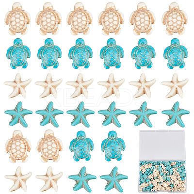 200Pcs 4 Styles Synthetic Howlite & Turquoise & Magnesite Beads G-SC0002-44-1