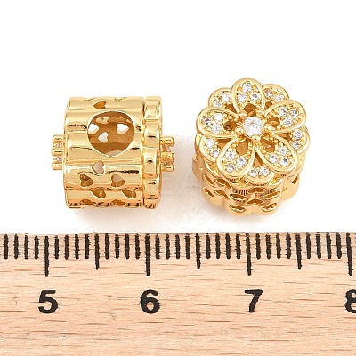 Brass Micro Pave Clear Cubic Zirconia European Beads ZIRC-F148-10G-1
