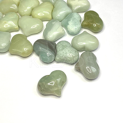 Natural Flower Amazonite Heart Palm Stone G-F659-A10-1