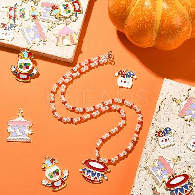 30Pcs 5 Styles Circus Theme Alloy Enamel Pendants ENAM-CJ0004-78-1