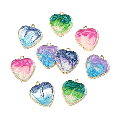 20Pcs 5 Colors Rack Plating Alloy Enamel Pendants ENAM-CJ0006-63-1
