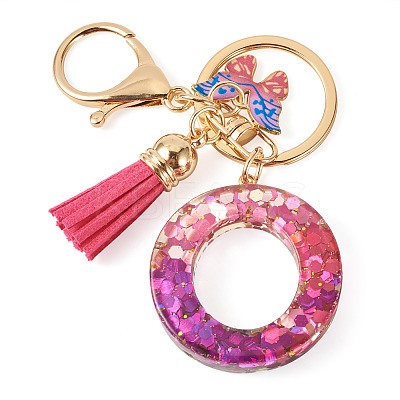 Alloy Resin Butterfly Keychains KEYC-TADJ0002-02G-O-1