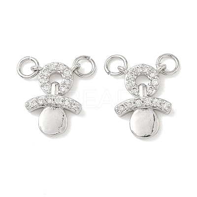 Brass Micro Pave Clear Cubic Zirconia Charms KK-P342-10P-1