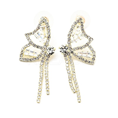 Crystal Rhinestone & Clear Cubic Zirconia Stud Earrings EJEW-C037-01B-LG-1