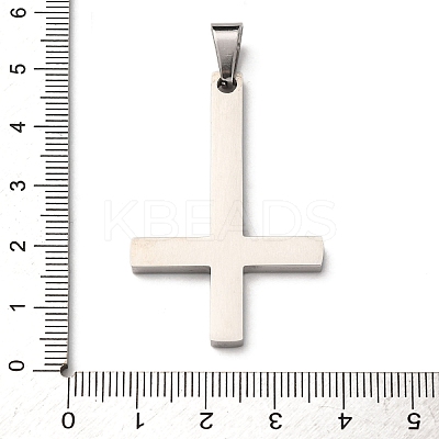 304 Stainless Steel Christian Inverted Cross Pendants STAS-F323-10P-1