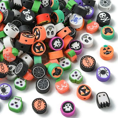 200Pcs 2 Styles Halloween Handmade Polymer Clay Beads CLAY-CJ0001-86-1