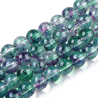Baking Paint Glass Beads Strands DGLA-Q023-8mm-DB79-01-1