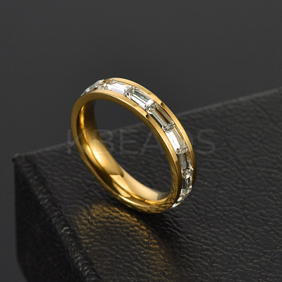 304 Stainless Steel with Crystal Rhinestone Finger Rings FS-WGF5DC4-14-1