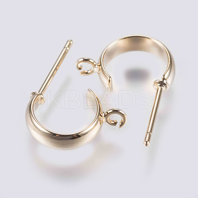 Brass Stud Earring Findings KK-J268-06G-1