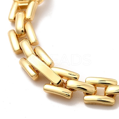 Glass Rectangle Link Chain Bracelet with Panther Chains BJEW-I309-01-1