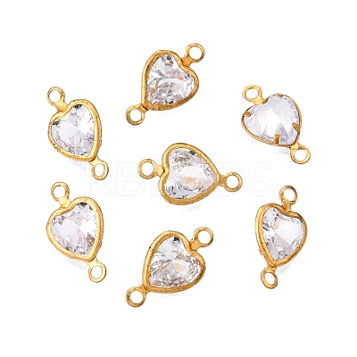 Brass Clear Cubic Zirconia Connector Charms KK-T070-10C-1