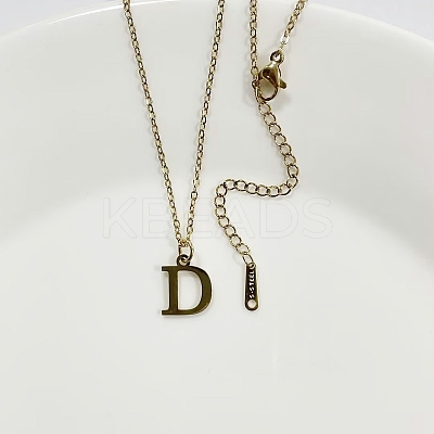304 Stainless Steel Letter Pendant Necklaces NJEW-WH0027-26D-G-1