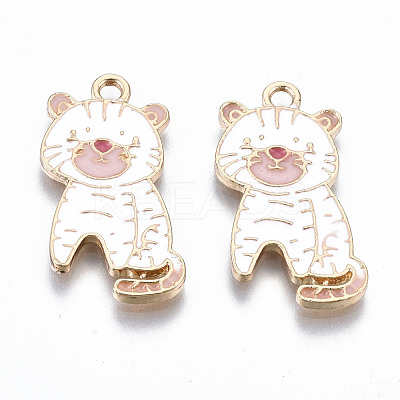 Light Gold Plated Alloy Enamel Pendants ENAM-T009-71C-RS-1