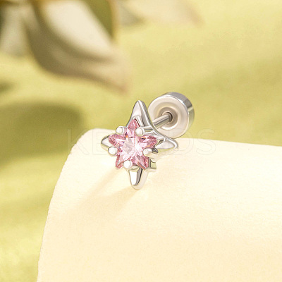Brass Pave Cubic Zirconia Star Cartilage Earrings FS-WGEAB67-02-1