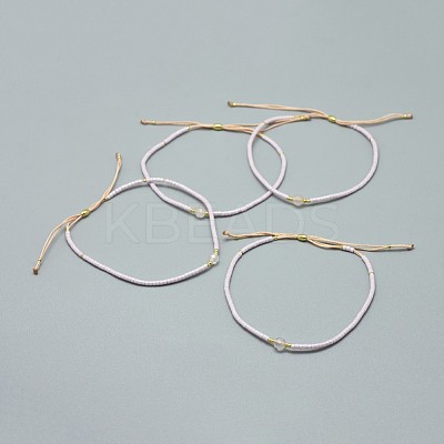 Adjustable Natural Rose Quartz Braided Bead Bracelets BJEW-F391-A01-1