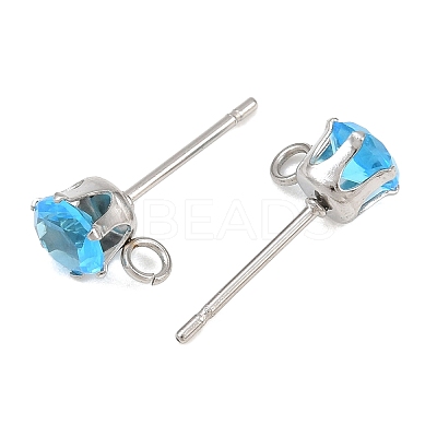 304 Stainless Steel Micro Pave Cubic Zirconia Stud Earring Findings STAS-H240-56P-10-1