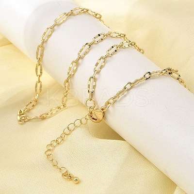 3MM Brass Textured Oval Link Chain Necklaces for Women Men NJEW-F355-01G-1
