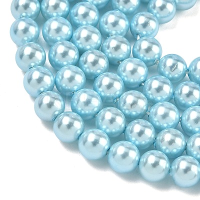 Electroplated Shell Pearl Beads Strands BSHE-G041-6mm-03-1