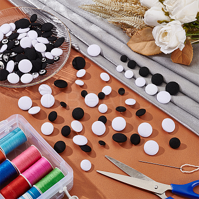 250Pcs 10 Styles 1-Hole Polyester Buttons DIY-PH0017-33-1