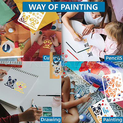 1 Set PET Hollow Out Drawing Painting Stencils DIY-MA0005-25-1