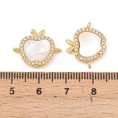 Natural White Shell Apple Link Connector Charms KK-Z140-06G-1